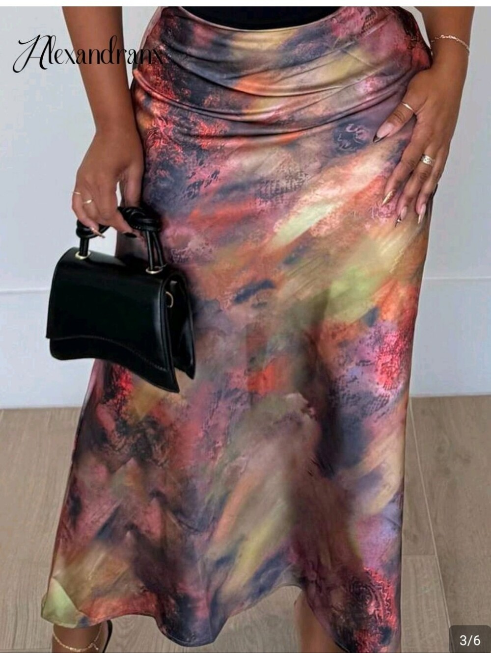 NWOT Multicolor Satin Slip Skirt - Abstract Print